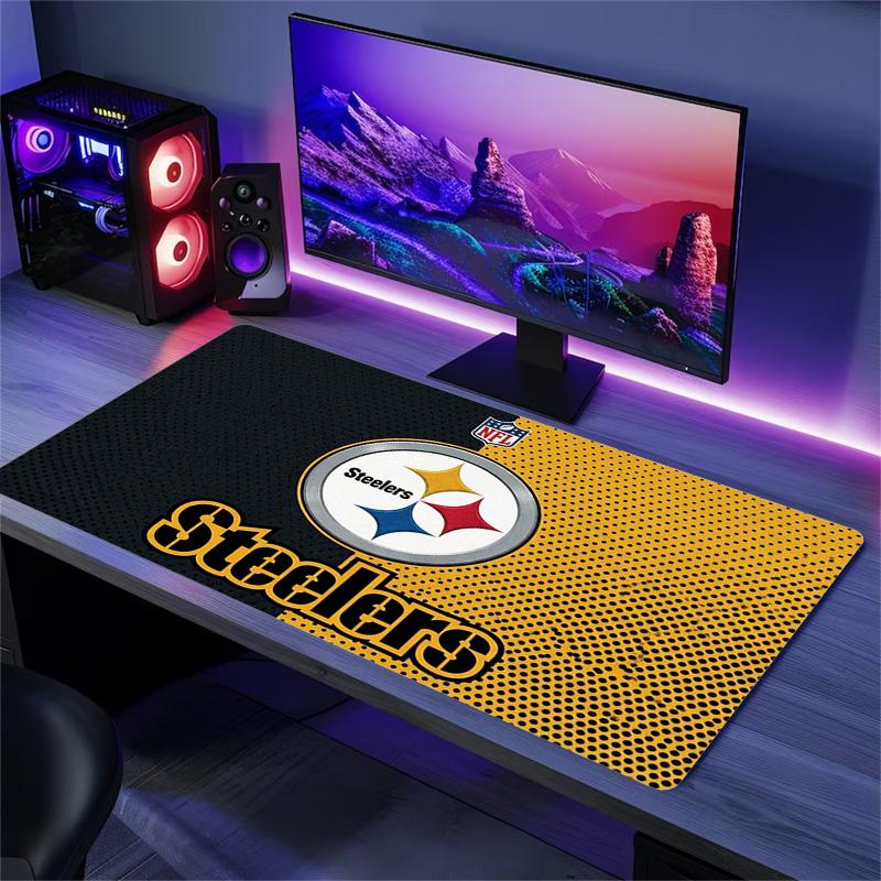Pittsburgh Steelers Farb-Mauspad Großes Gaming-Tischkissen Rutschfeste Laptop-Tablet-Großes-Mauspad-XXL-Matte Mini-PC-Spielmatte Mit Verriegeltem Rand