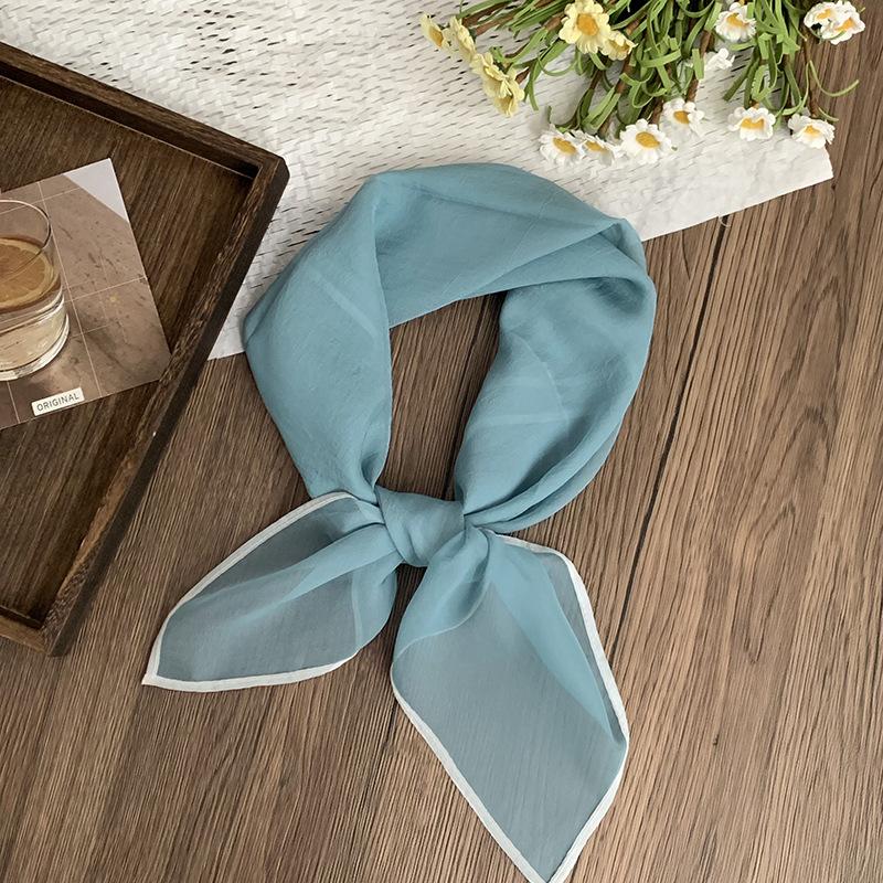Silk scarf square scarf high-end summer solid color soft fashion scarf with shirt thin scarf scarf shawl