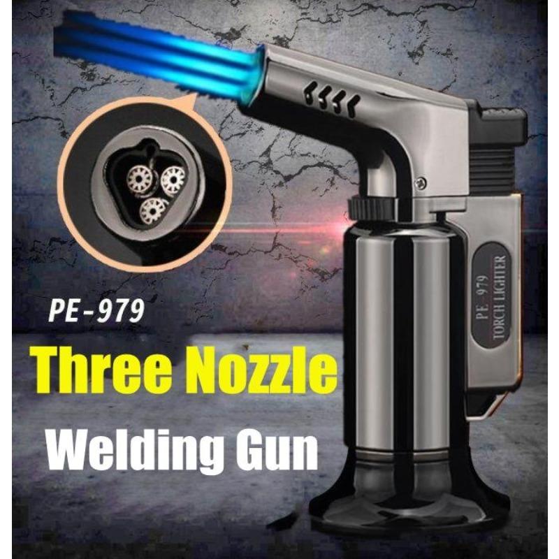 Windproof Refillable Jet Torch Lighter Gas Flame Brazing Gun Tool for Outdoor Grilling of Baked Goods in The Kitchen