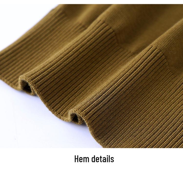 Mom's Stylish V-Neck Knit Sweater for Women, Mid Sleeve, Elegant, Slimming Design for Middle-Aged and Elderly