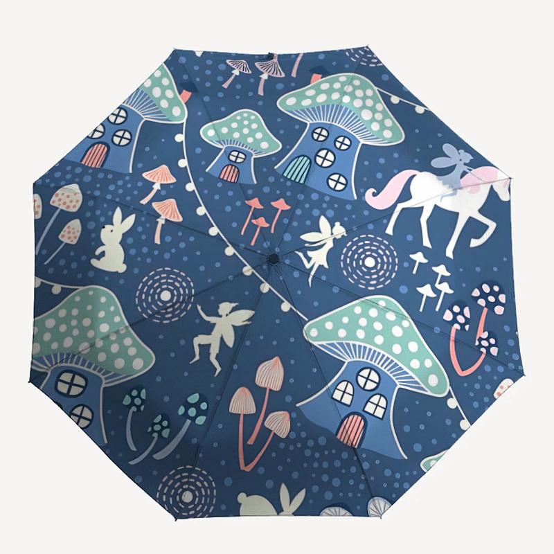 

1pc Mushroom Fantasy Fashionable Automatic Opening/Closing Folding Umbrella with 8 Bones, Windproof Portable, Daily Use64