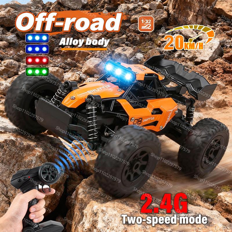 1:32 New Alloy 4WD RC Car Off Road Remote Control Car Radio Buggy Truck Racing Drift with Led Lights RTR Vehicle Children’s Toys