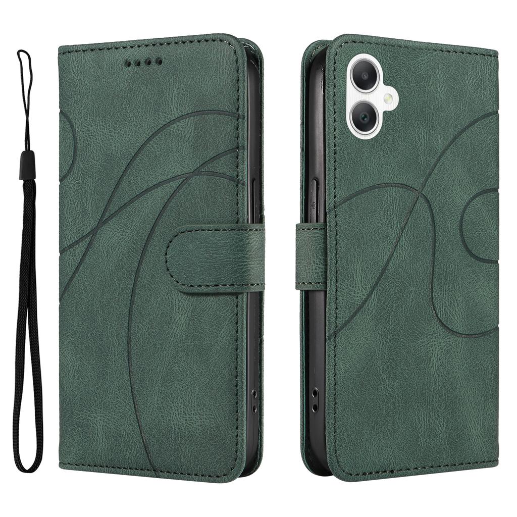 For Samsung Galaxy A07 5G/A06 4G/A06 5G Case Stand Wallet Leather Phone Cover Curved Line Wrist Strap