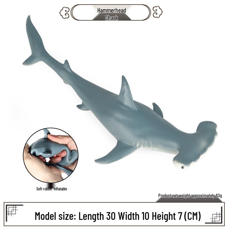 Inflatable Deep-Sea Creature Toy Set: Shark, Blue Whale, Sperm Whale, Hammerhead