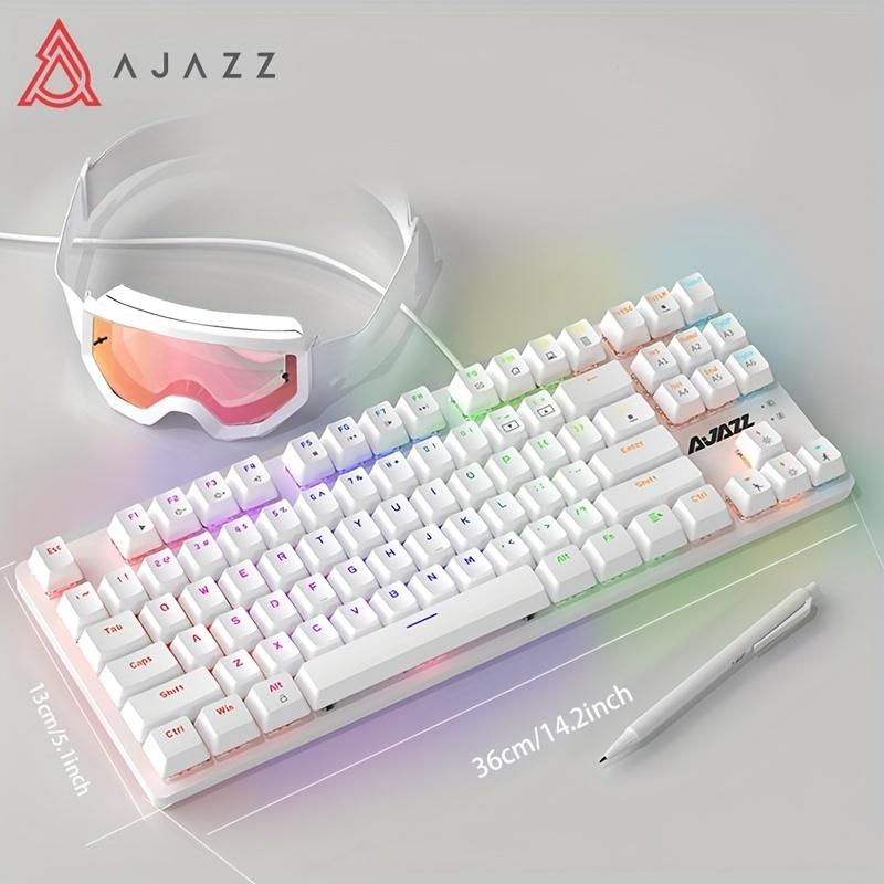 

AJAZZ AK40 gaming keyboard lighting mixed light wired red switch білий