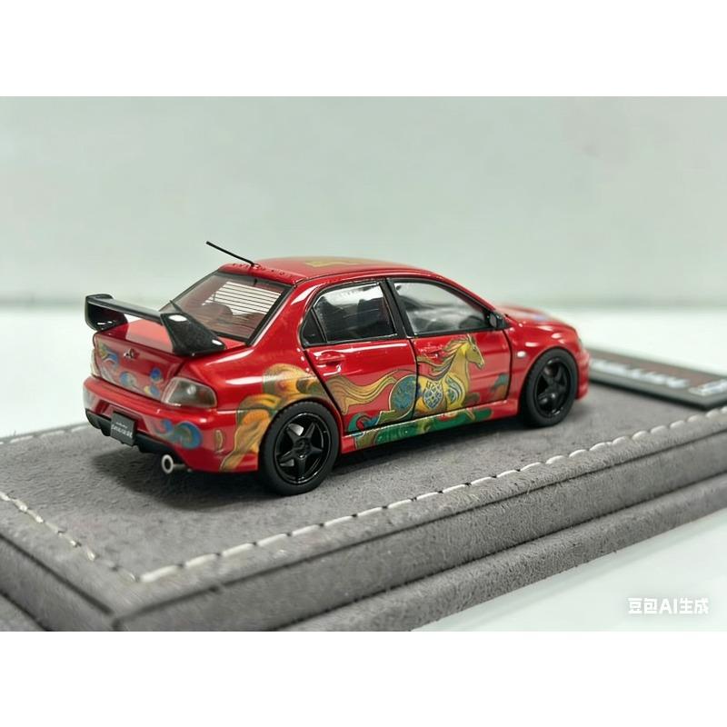 IHCM 1:64 Mitsubishi Lancer Evolution IX GSR Year of the Horse Limited Edition Car Model Birthday Gift Desktop Ornament
