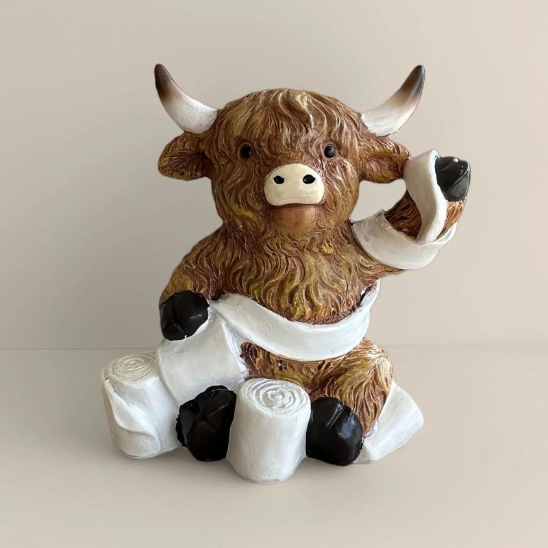 Quality Resin Statue Cow Sculpture With Detailed Texture Great Gift For Nature Lover And Collectors