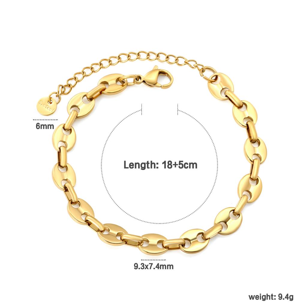 Vakuumvergoldetes Goldkettchenarmband Stilvolles Design für Damen Herren Perfektes Geschenk für jeden Anlass