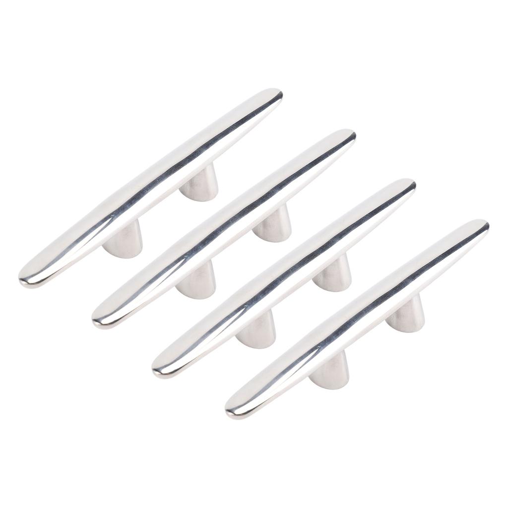 4PCS 6in Open Base Boat Cleat 316 Stainless Steel Polished Dock Cleats Tie Down for Yacht Cargo Ship Speedboat