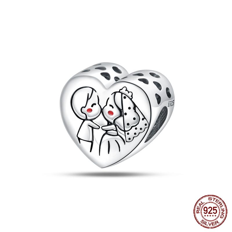 Copper Romantic Couple Rose Valentine'S Day Charms Beads Fit Qikaola Original Bracelets Fine Diy Jewelry Gifts