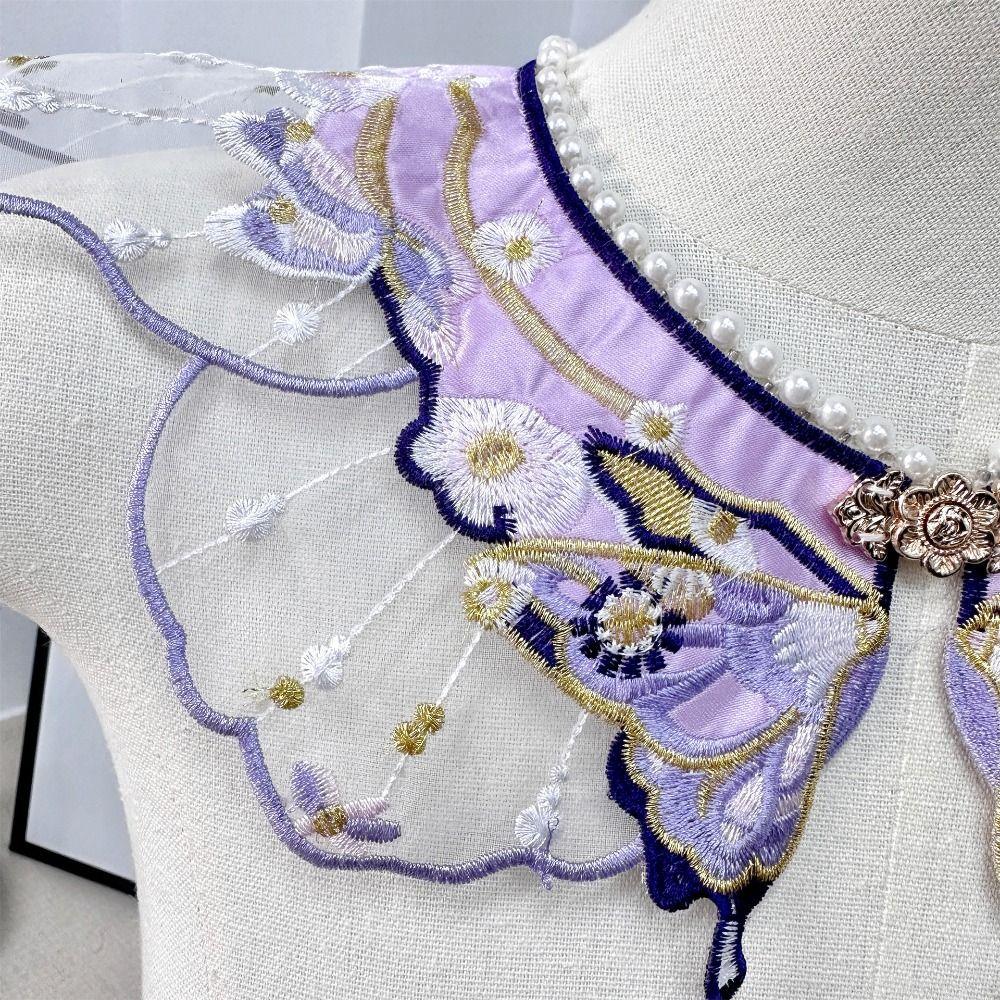 Butterfly Decoration Hanfu Shawl Embroidery Kids Shirt False Collar  Horse-face Skirt