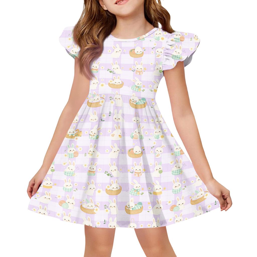 Girls' Summer Princess Dress - A-Line T-Shirt Dress Easter Day