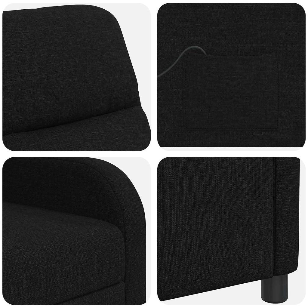 Massage Recliner Chair Black Fabric