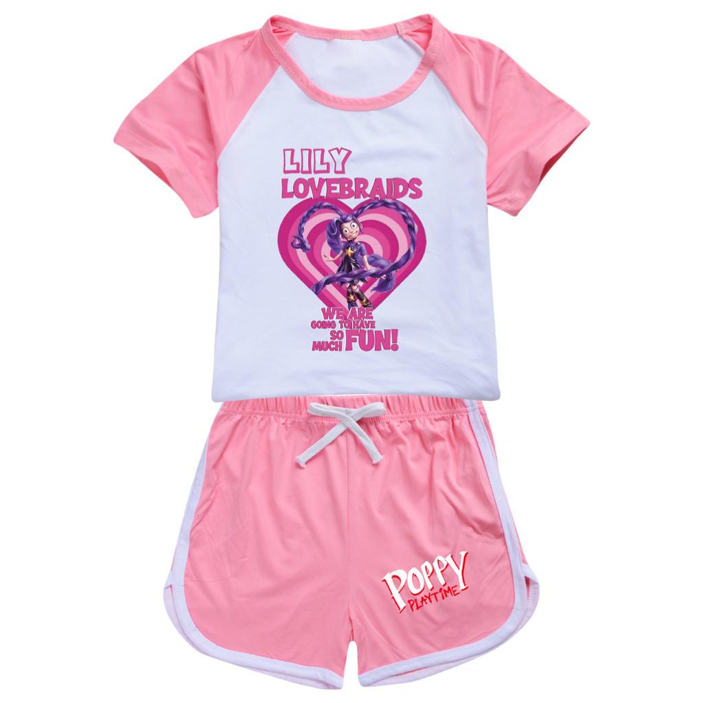 5580 Kids Girls Bobi Time Lily Printed Tracksuit Top Pants T-shirt Shorts Set
