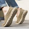 Men Outdoor Canvas Shoes Blue Slip on Sneakers Driving Shoes Casual Khaki Wide Head Shoes for Farther Plus Size Lightweight
