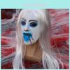 Maschera Fantasma Capelli Bianchi Occhi Blu per Halloween e Feste in Costume a Tema