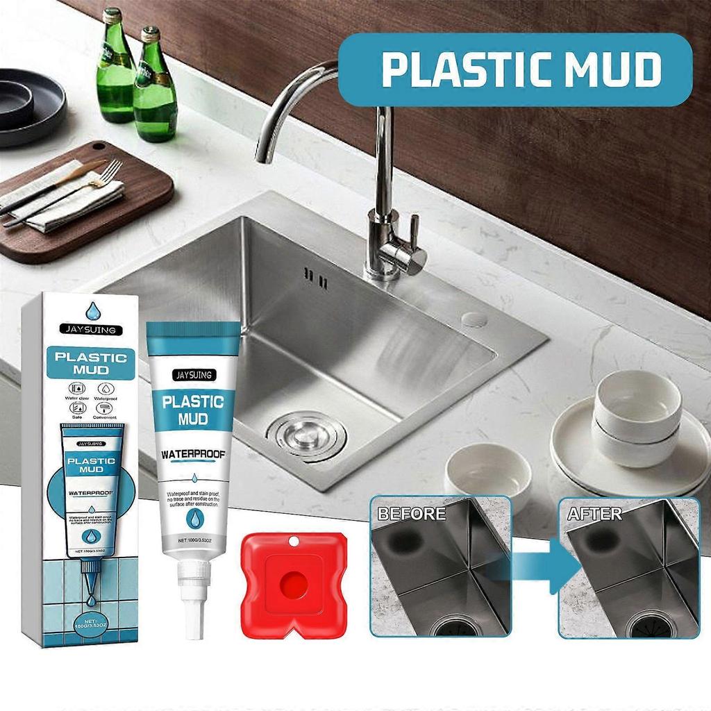 Toilet edge sealing plastic steel mud bathroom toilet wall floor tile gap repair agent 100g + scraper