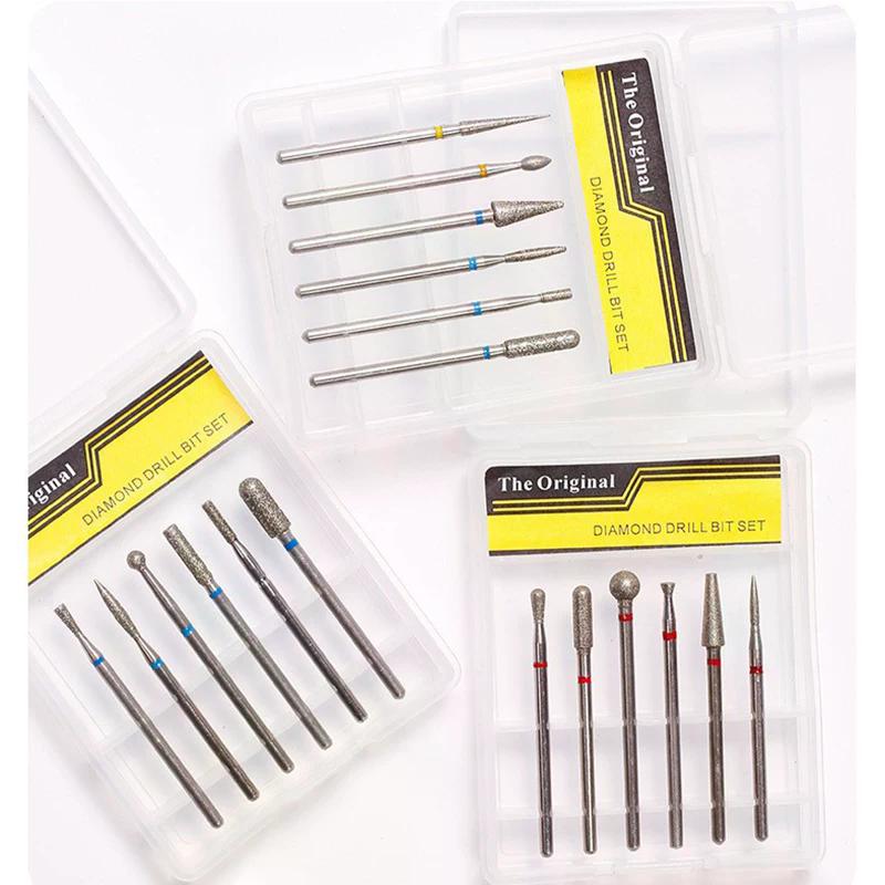 6pcs/set Nail Drill Bits Milling Cutter For Manicure 3/32" Burr Electric Cuticle Clean Nail File Cuticle Remover Tool