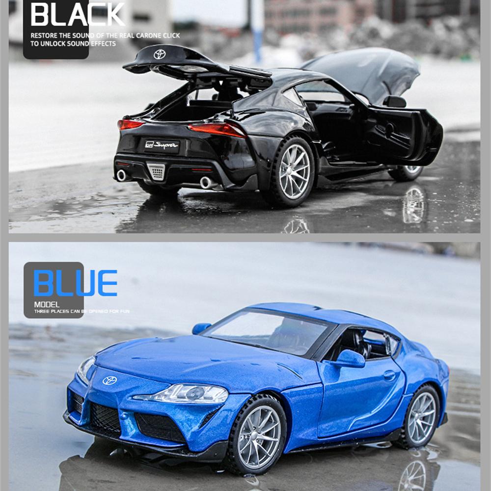 1/32 Scale Toyota GR SUPRA Sports Diecast Car Model Toy, Pull Back Toy Vehicle with Sound and Light for Kids Toddler Boys Girls Gift Collection