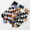 Men's Fashion Plaid Cotton Socks - Casual Business Autumn/Winter Style, British Trendy Mid-Calf, Colorful Design