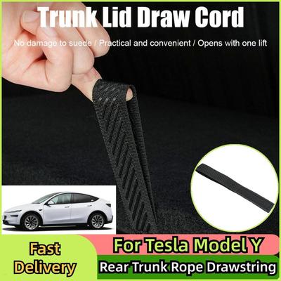 For Tesla Model Y Juniper Launch 2026-2026 Rear Trunk Rope Drawstring Rear Trunk Lid Pull Strap Open Cover Handle Organizer