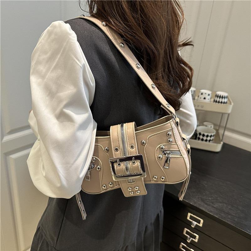Locomotive punk rivet belt bag locomotive style shoulder armpit bag retro bag female messenger bag tide