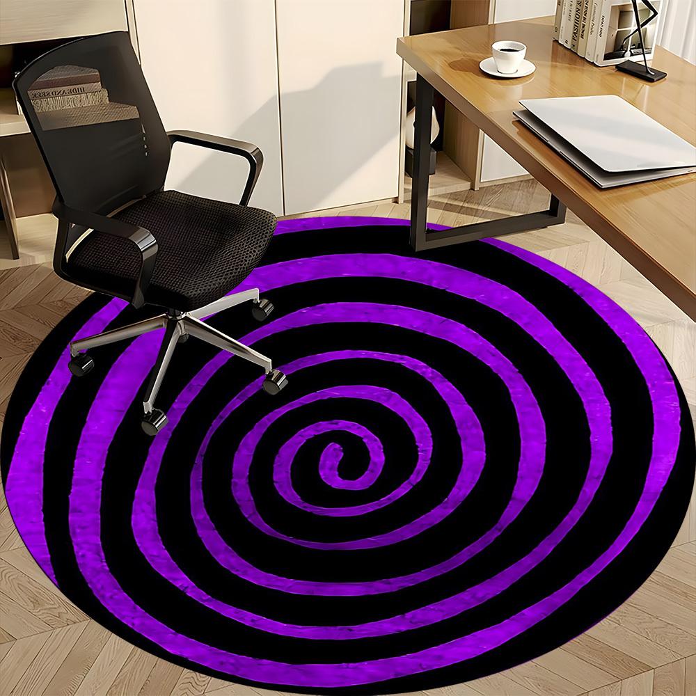 1pc Spiral Pattern Office Round Area Rug,  Mat Suitable ForOffice, Under Office Chairs Bedroom Living Room Home Decor, Room Deco