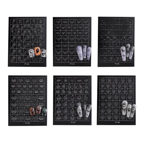 3/6/7/8/9/10 Sheets Nail Art Sticker Self-adhesive Halloween Christmas Butterfly Love Heart Women Fake Nail Decoration Decal