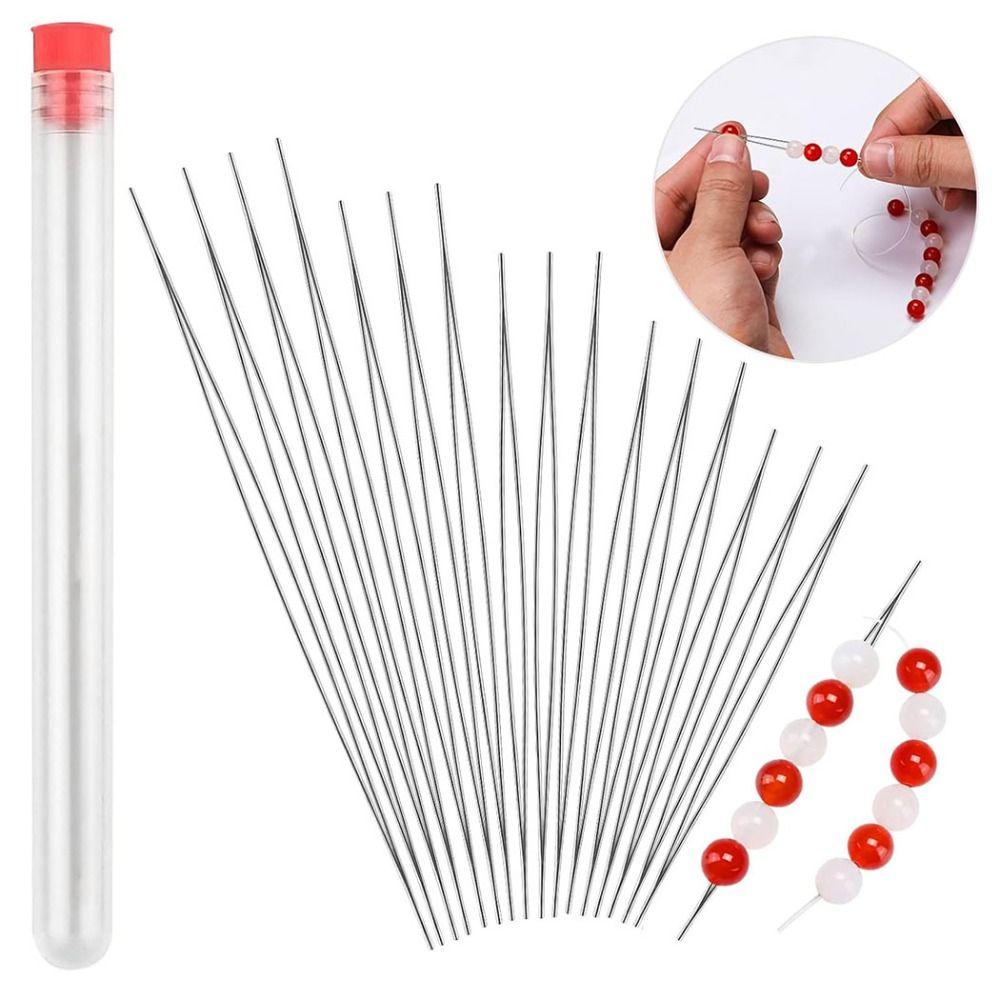 DIY Collapsible Big Eye Needles Long Straight Stainless Steel Beading Needles Hand Sewing Jewelry Making