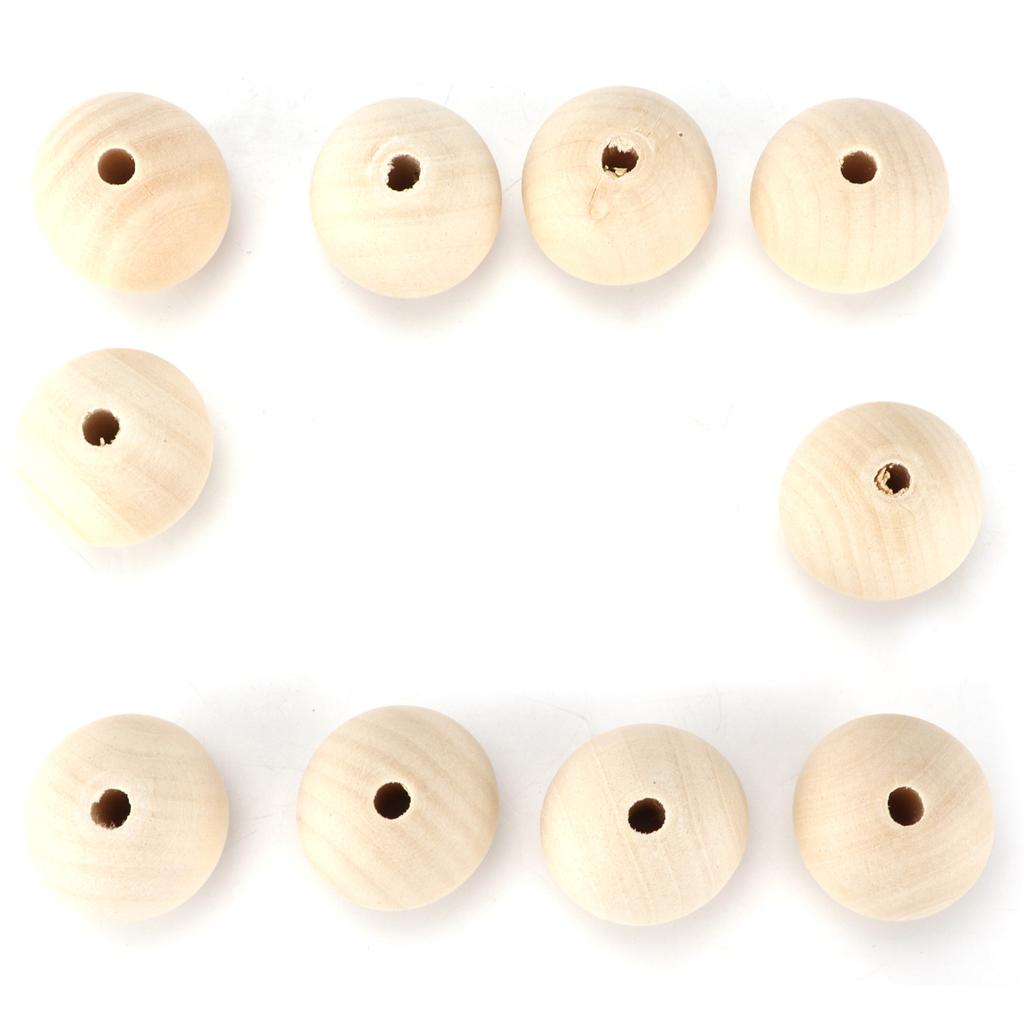 10pcs Craft Beads Round Wood Color MultiPurpose Wooden Beads Bulk with Hole for DIY Handicraft Decoration Gift