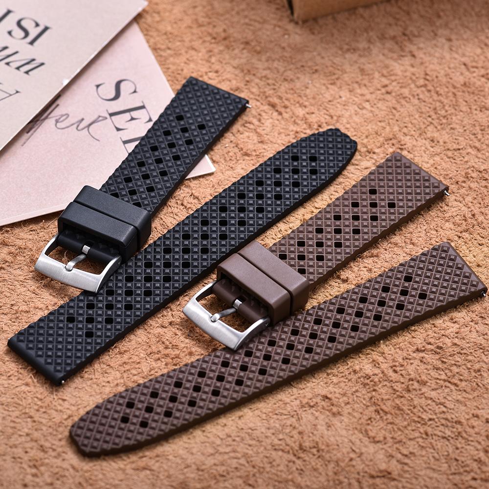20mm/22mm Honeycomb Pattern FKM Rubber Watch Band Quick Release Spring Bars For Seiko SRP775Sweatproof Durable Replacement Strap