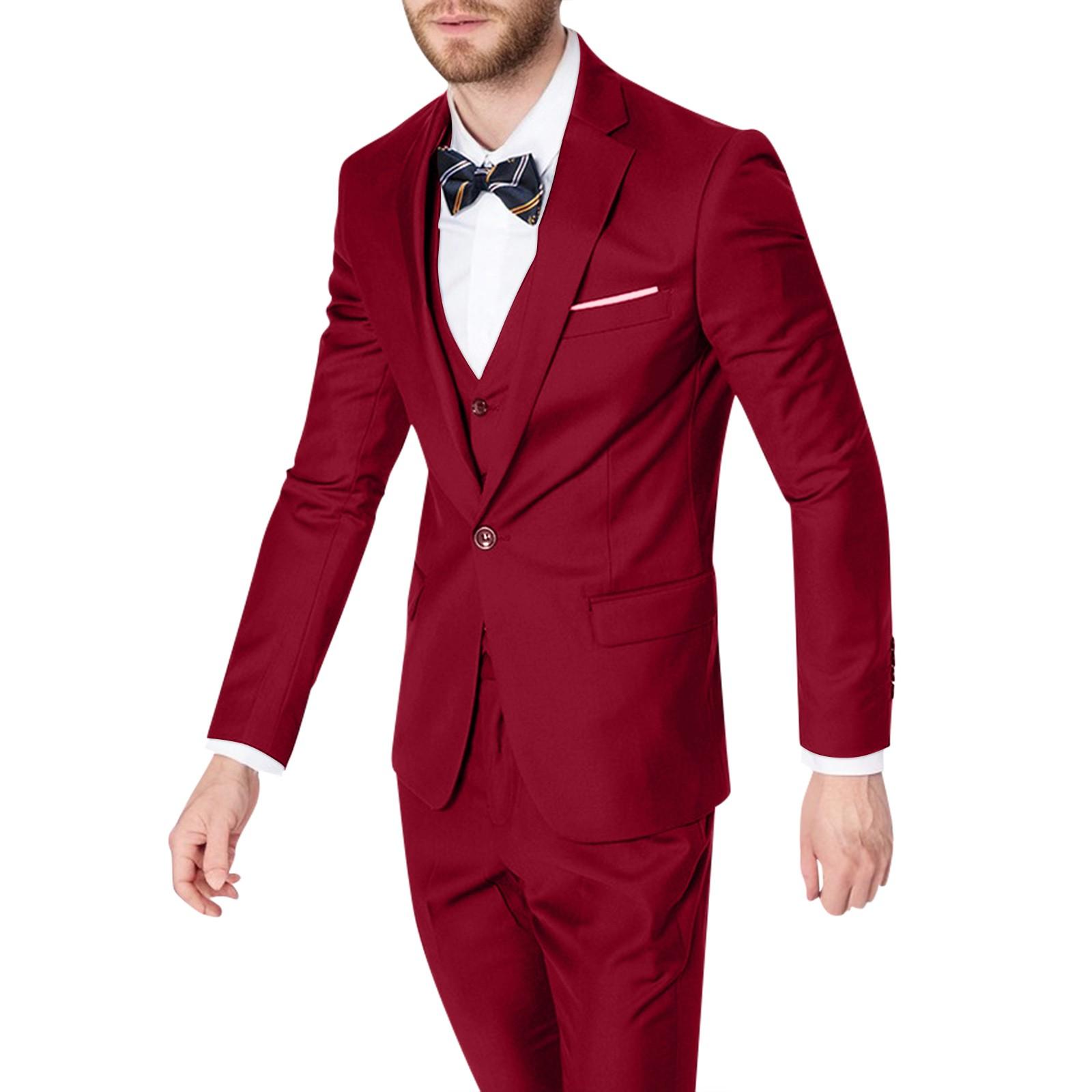 

Чоловічий костюм Slim 2-piece Костюм для бізнесу, весілля, вечірки Піджак і штани XL винний