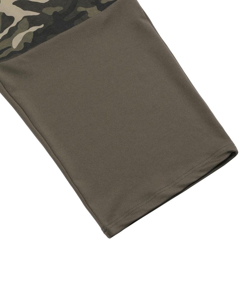 MUCENT Mauve Matching Metal Logo Camo Color Block Wide Elastic Pants