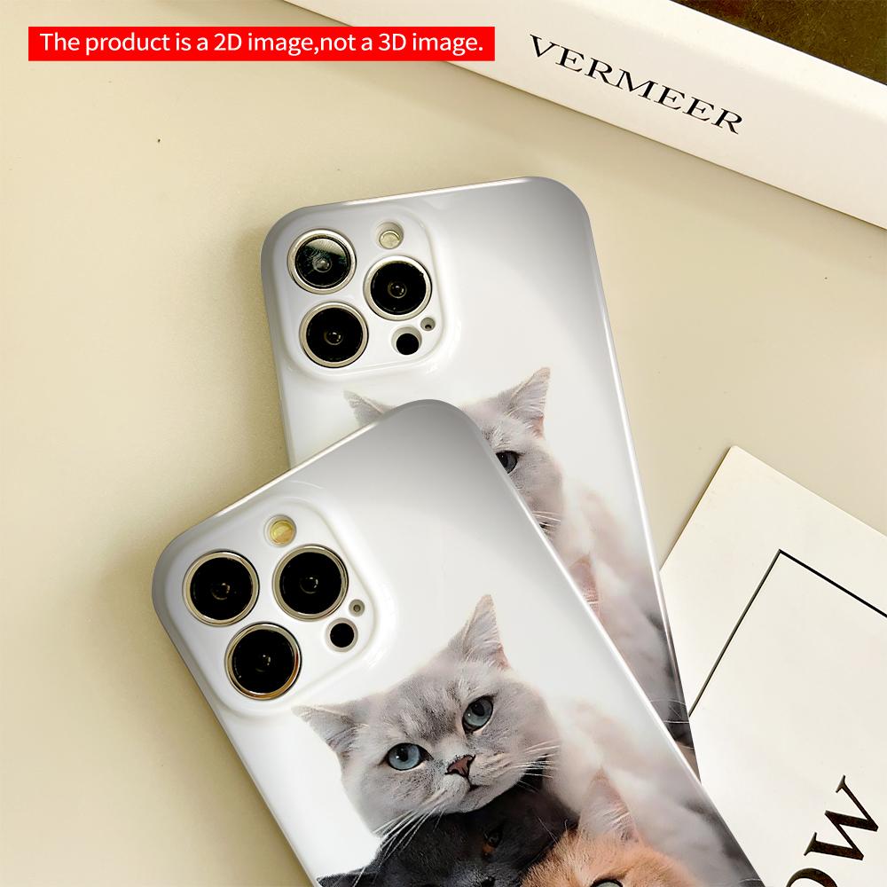 Three Cats Stacked Wall Art Phone Case All Inclusive Film Hard Phone Case, Compatible with iPhone 18 Pro Max 17 16 15 14 13 12 11