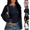 Women's Loose Casual Solid Color Button Long Sleeved Shirt Button Long Sleeved Shirt