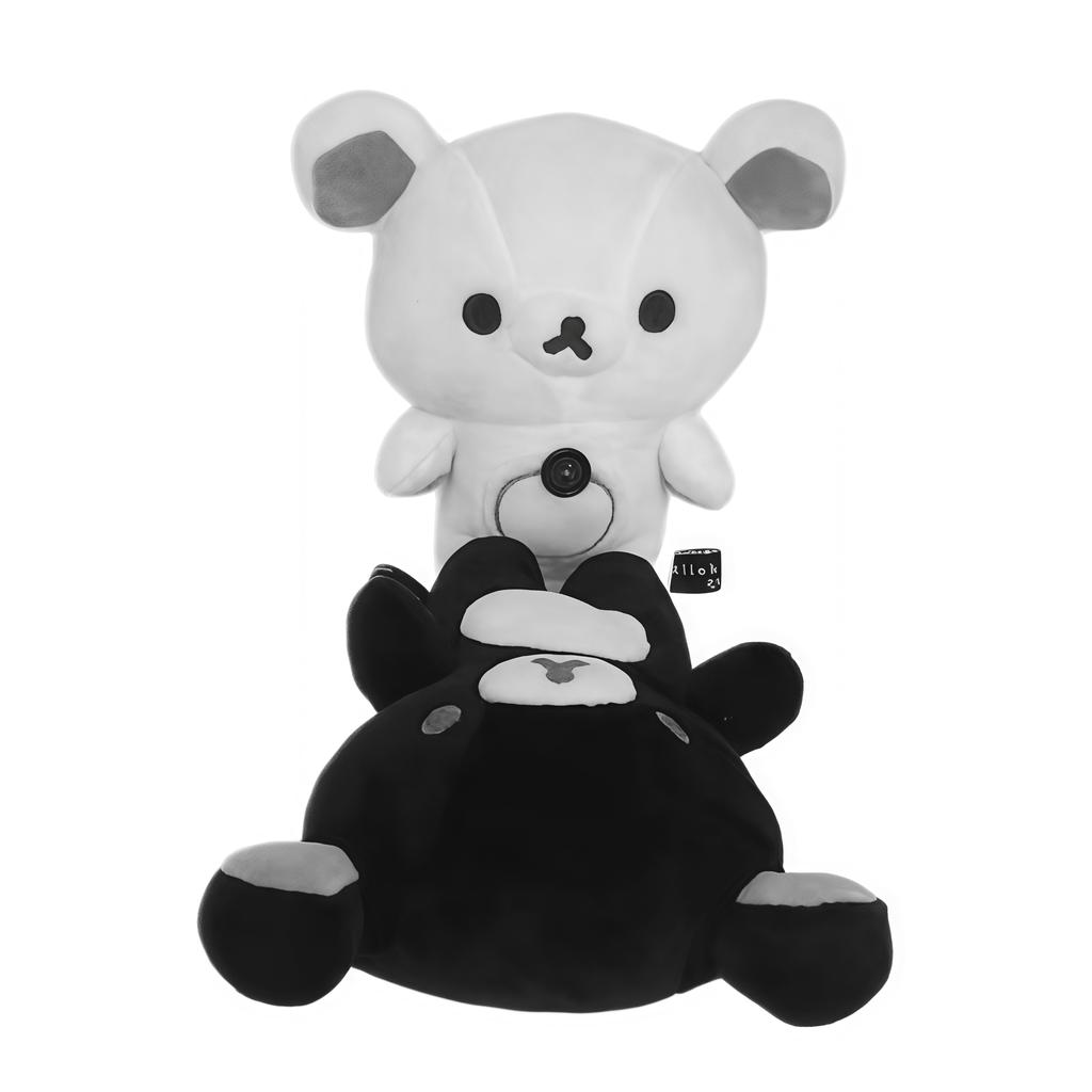 Anime Rilakkuma Bear Plush Toy Cartoon Super Soft Doll Black And White Colors With Simple Embroidery Details Ideal For Friends