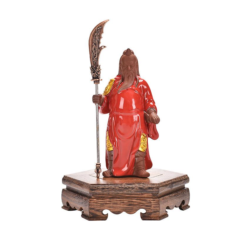 Guan Gong Wu Ceramic Chinese Sculpture, Desktop Characters, Guan Erye Home Decorations, Three Kingdoms