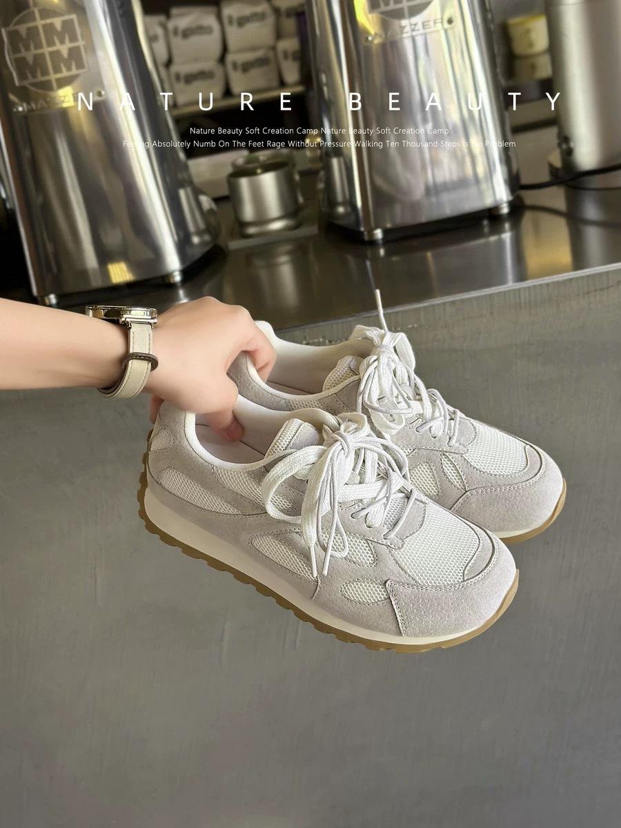 

Leather platform dad shoes mesh breathable color matching sports and leisure shoes women s 2025 new comfortable and versatile Forrest Gump shoes 40