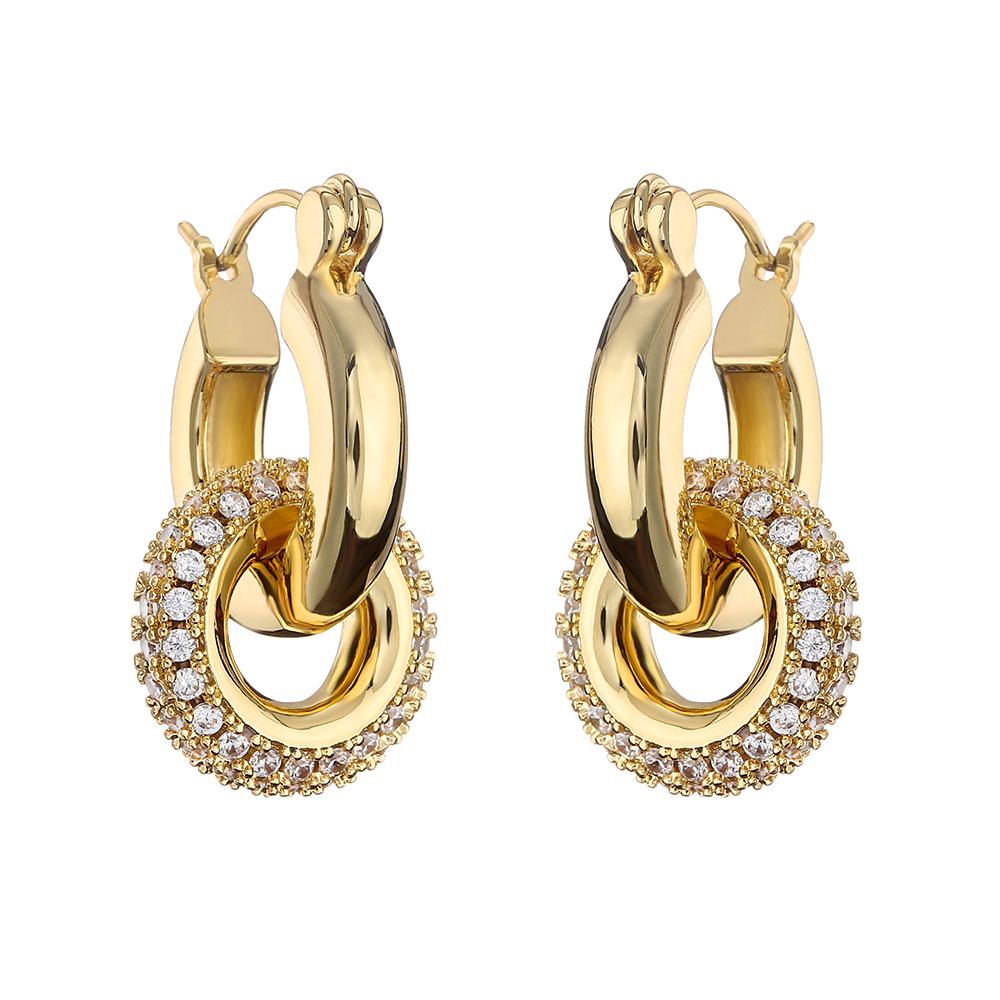 UILZ Trendy Temperament Zircon Metal Earrings for Women