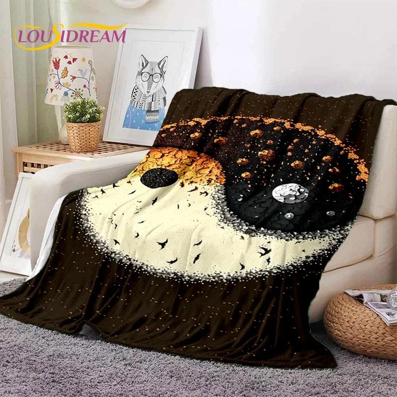 Natur Yin Yang Chinesische Tai Chi Bagua Weiche Flanelldecke für Betten Schlafzimmer Sofa Picknick, Überwurfdecke zum Zudecken Outdoor Nickerchen Geschenk