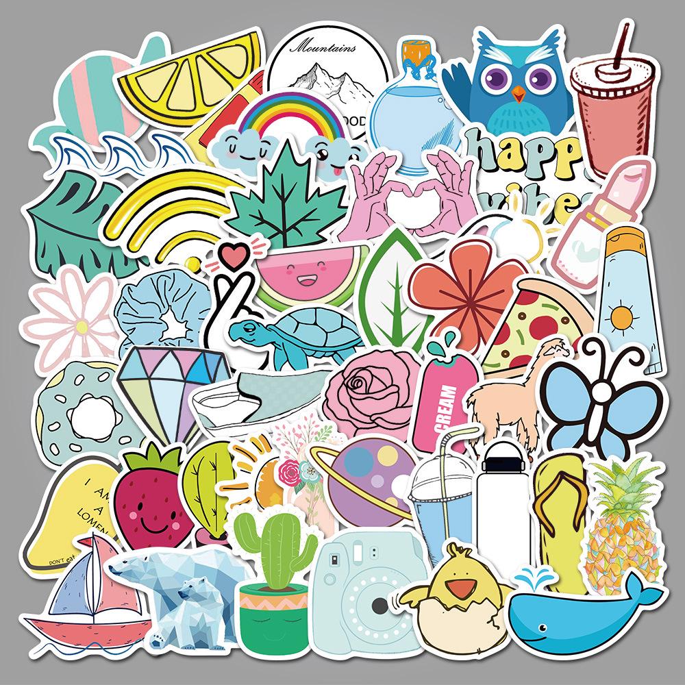 50 Purple Cartoon Graffiti Stickers for Suitcase, Water Bottle, Skateboard, Refrigerator - Waterproof and Mixable Decals