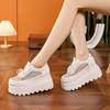 Little White Shoes Women's 2025 New Summer Rhinestone Thick-soled Hollow Mesh Sandals Versatile Breathable Inner Height-increasing Women's Shoes