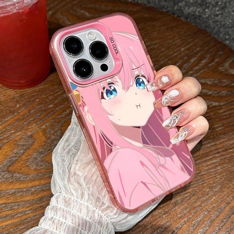 Cute Anime Bocchi The Rock Casing For Iphone 17 16e 16 15 14 13 12 11 Pro Max Plus 17 Air Armor Cartoon Plating Pink Phone Case