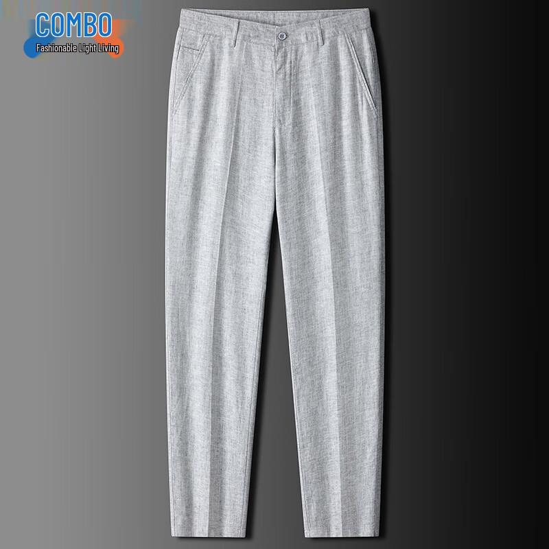 Men s Linen Blend Casual Straight Leg Pants 33