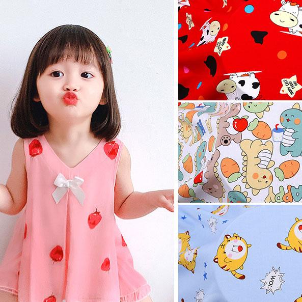 Rayon Fabric Imprint Summer Fashion Dress Pajamas Homewear Fabrics Wholesale Cloth for Diy Sewing Per Meter Material