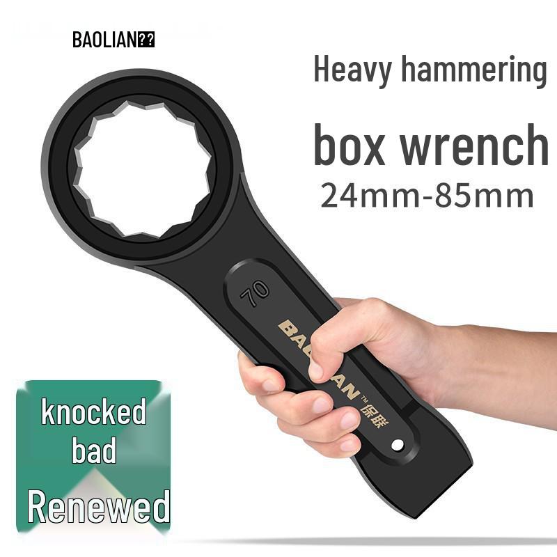 Baolian Heavy-Duty Plum Blossom Wrench, Single-Head Open-End, Sizes 24-50. Plum Blossom Striking Wrench 24mm