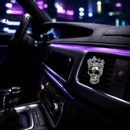 Car Scent Diffuser Accessories Crown Skull Air Freshener Vent Clip, Fragrance Diffuser, Metallic Clip Gothic Auto Interior Decoration Accessory