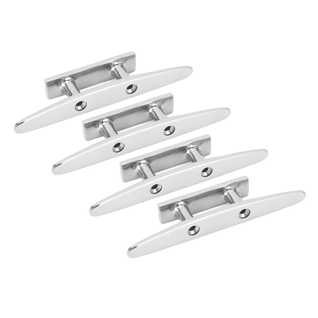 4PCS 5in Boat Cleat 316 Stainless Steel Open Base Dock Cleats High Polished Yacht Dock Mooring Cleat for Speedboat