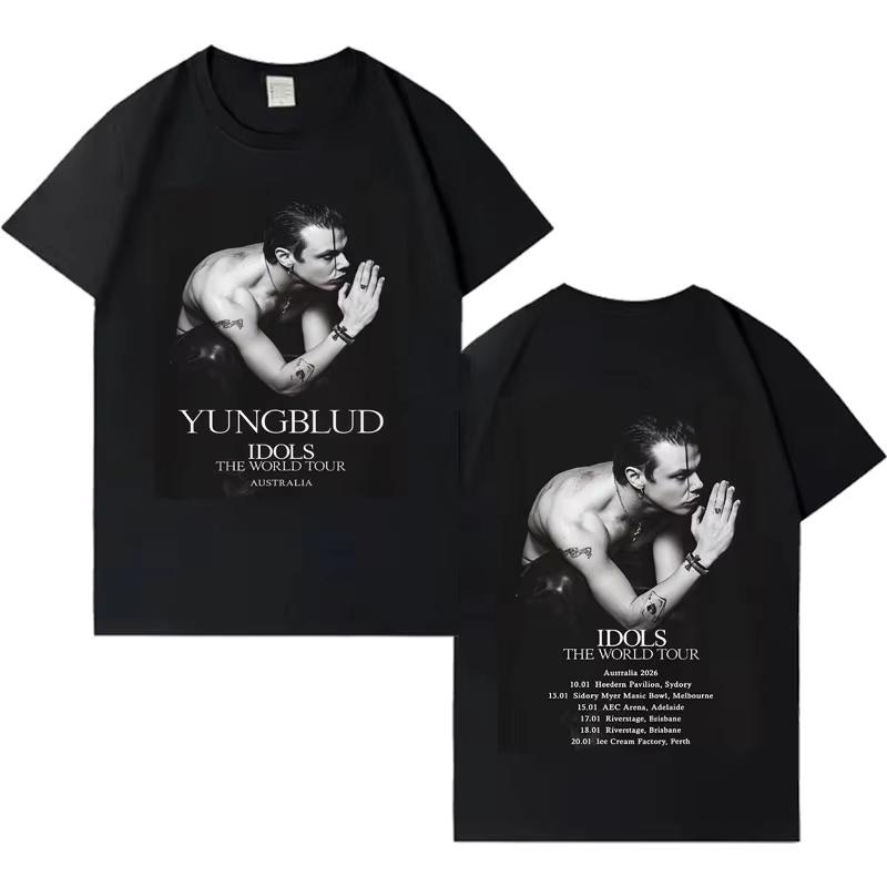 

Rapper Yungblud World Tour 2026 Spring summer Print Short Sleeve Top Mens Women Gothic Pop music Crewneck Cozy Casual Tshirt M