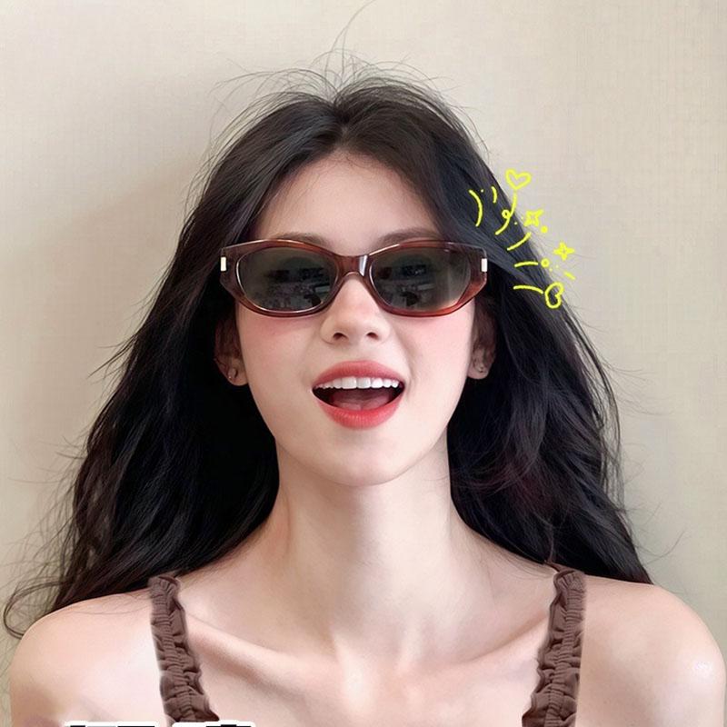 New Fashion Narrow Frame Cat Eye Sunglasses Women Retro Outdoor Sunshade Sun Glasses Trendy Eyewear Uv400 Luxury Brand Design